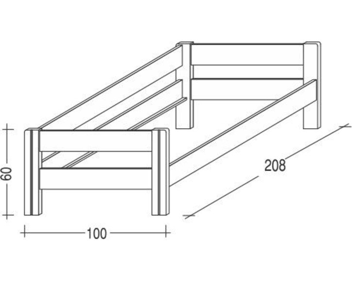 Dětská postel se zábranou Sendy N300B, masiv buk-cink Dětská postel se zábranou Sendy N300B, masiv buk-cink