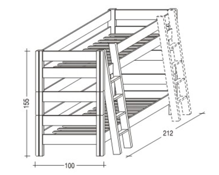 Dětská poschoďová postel Sendy 300B/01B, masiv buk cink jádrový Dětská poschoďová postel Sendy 300B/01B, masiv buk cink jádrový
