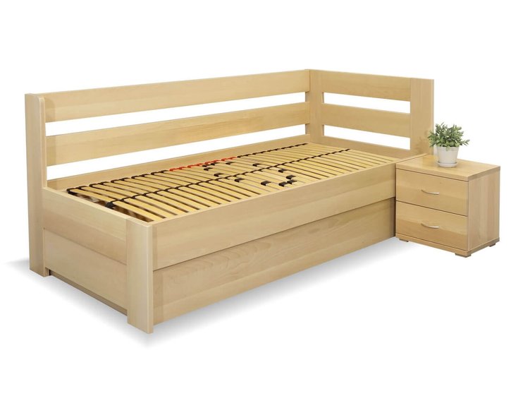 Postel s úložným prostorem Valentin-Pravá, 80x200, 90x200 cm, masiv buk Postel s úložným prostorem Valentin-Pravá, 80x200, 90x200 cm, masiv buk