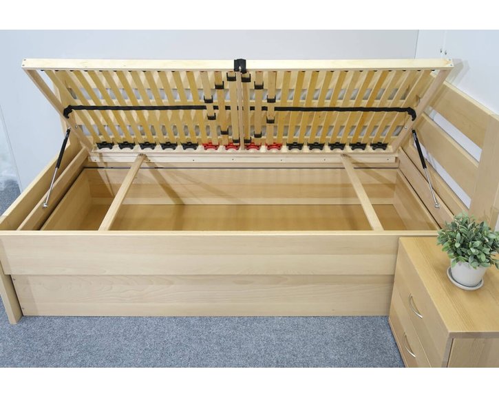 Postel s úložným prostorem Valentin-Pravá, 80x200, 90x200 cm, masiv buk Postel s úložným prostorem Valentin-Pravá, 80x200, 90x200 cm, masiv buk