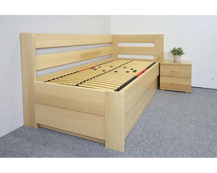 Postel s úložným prostorem Valentin-Pravá, 80x200, 90x200 cm, masiv buk Postel s úložným prostorem Valentin-Pravá, 80x200, 90x200 cm, masiv buk