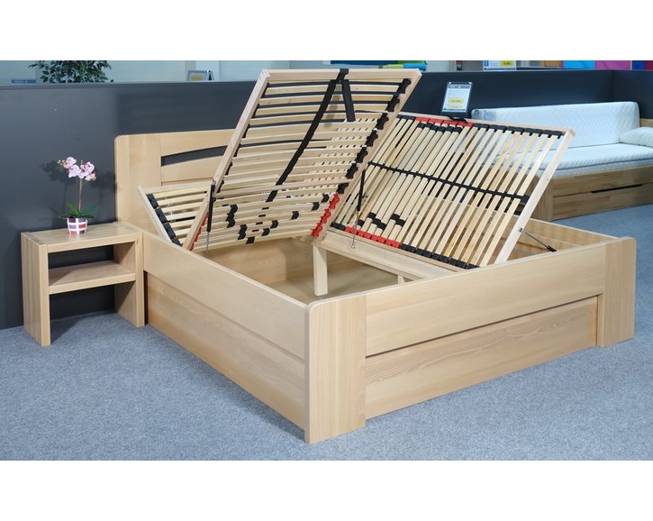 Zvýšená postel s úložným prostorem Riči, 160x200, 180x200, masiv buk Zvýšená postel s úložným prostorem Riči, 160x200, 180x200, masiv buk