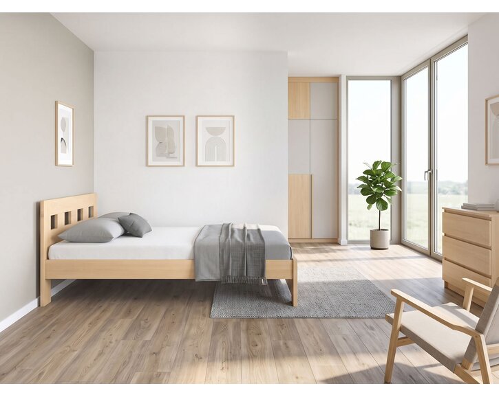 Dřevěná postel s roštem Barča, 140x200, masiv buk - pohled č. 3