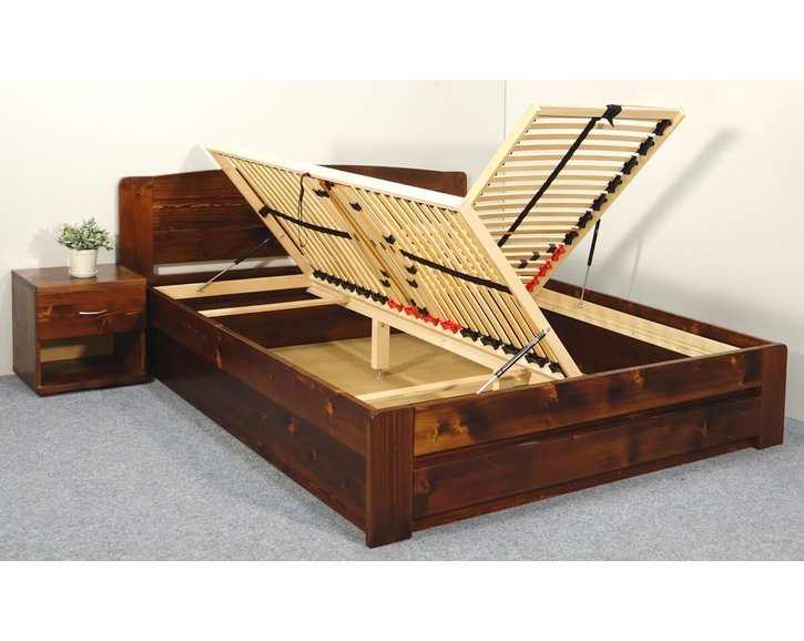 Postel z masivu s úložným prostorem Justina, 160x200, 180x200, masiv smrk Postel z masivu s úložným prostorem Justina, 160x200, 180x200, masiv smrk