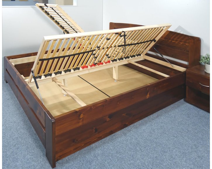 Postel z masivu s úložným prostorem Justina, 160x200, 180x200, masiv smrk Postel z masivu s úložným prostorem Justina, 160x200, 180x200, masiv smrk