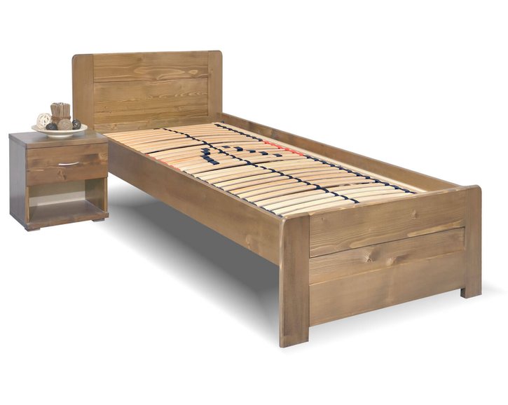Jednolůžková postel s roštem Mark, 80x200, 90x200, masiv smrk Jednolůžková postel s roštem Mark, 80x200, 90x200, masiv smrk