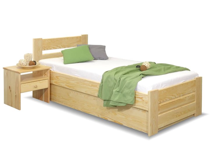 Postel jednolůžko s úložným prostorem Hanka , 90x210cm, masiv borovice  Postel jednolůžko s úložným prostorem Hanka , 90x210cm, masiv borovice