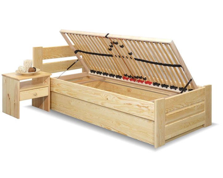 Dřevěná postel s úložným prostorem Hanka, masiv borovice Dřevěná postel s úložným prostorem Hanka, masiv borovice