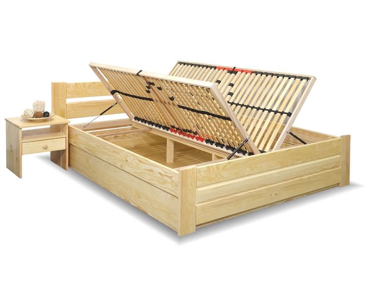 Postel dvoulůžko s úložným prostorem Hanka, masiv borovice Postel dvoulůžko s úložným prostorem Hanka, masiv borovice