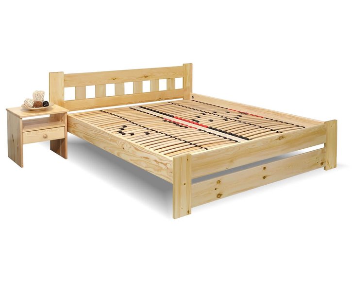 Dřevěná postel dvoulůžko Barča, masiv borovice Dřevěná postel dvoulůžko Barča, masiv borovice