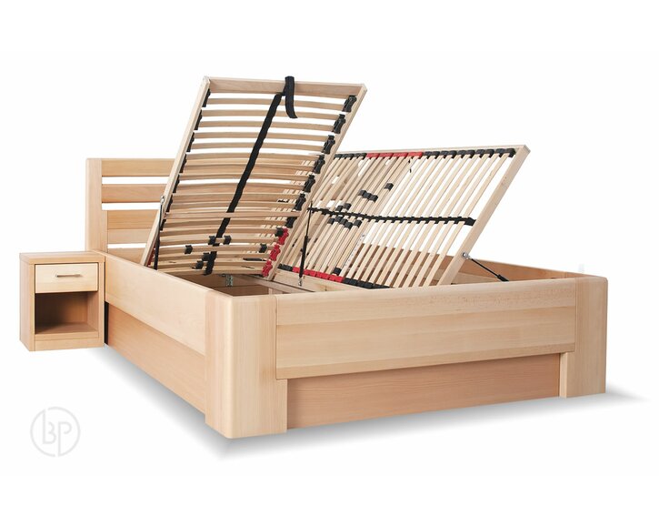 Vysoká dřevěná postel s úložným prostorem  NIO 1, masiv buk Vysoká dřevěná postel s úložným prostorem  NIO 1, masiv buk