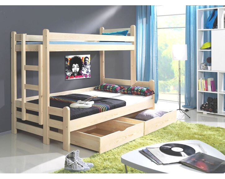 Dětská poschoďová postel pro 2 děti BENI, masiv borovice Dětská poschoďová postel pro 2 děti BENI, masiv borovice