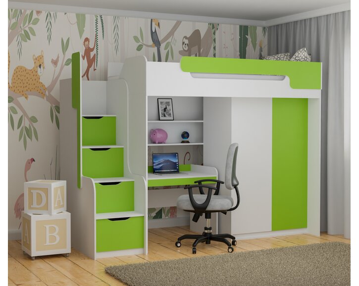 Multifunkční patrová postel Dori, lamino bílá/grafit Multifunkční patrová postel Dori, lamino bílá/grafit